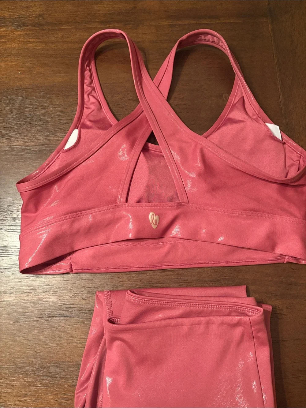 Shiny Pink Active Set - Sports Bra, Leggings and Heart Socks - Picture 5 of 6